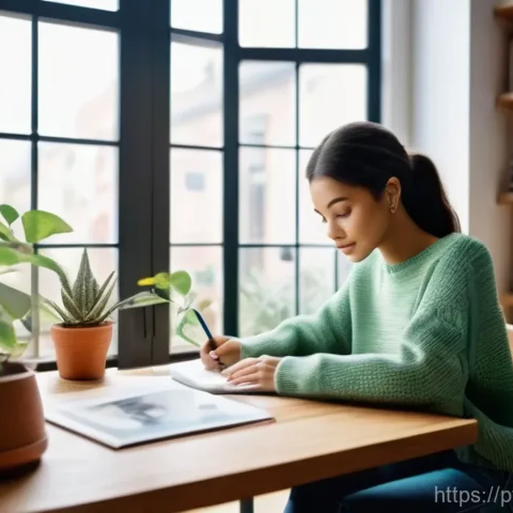 AI 창작물 상업화 시 저작권 문제 - **Prompt:** "A highly detailed, photorealistic image of a young female graphic designer, aged late 2...
