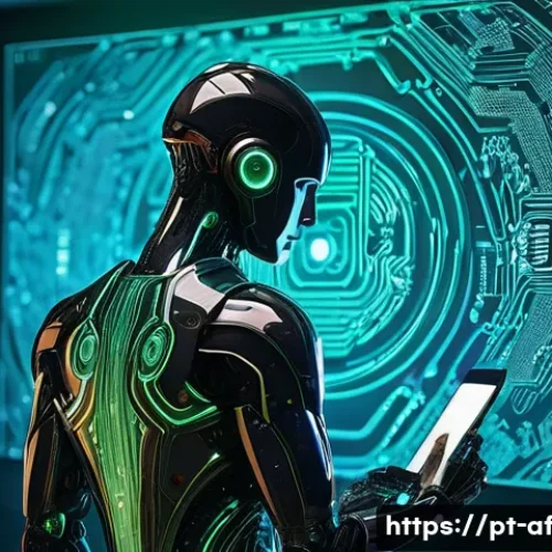 Home 33 AI를 활용한 저작권 보호 기술 - **Prompt:** "A visually striking depiction of artificial intelligence as a vigilant digital guardian...