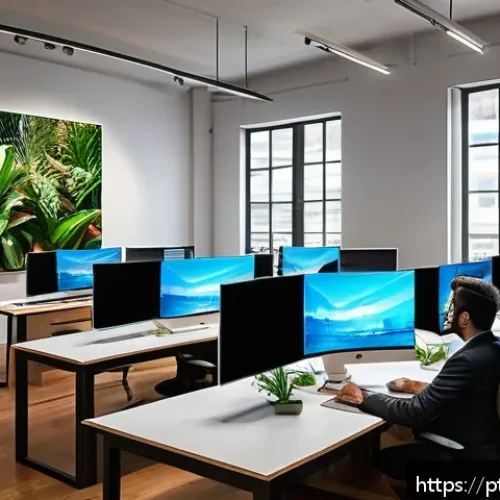 Home 31 AI 창작물 저작권을 위한 실무 가이드 - A modern digital artist’s studio in São Paulo, Brazil, featuring a diverse team of professionals col...