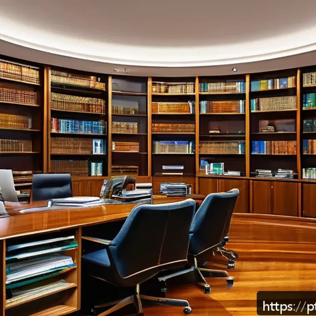 AI 기반 창작물 저작권의 법적 해석 - A modern Brazilian legal office interior with diverse professionals discussing intellectual property...